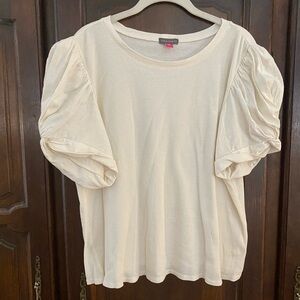 Vince Camuto puff sleeve ivory beige off white knit top XXL
